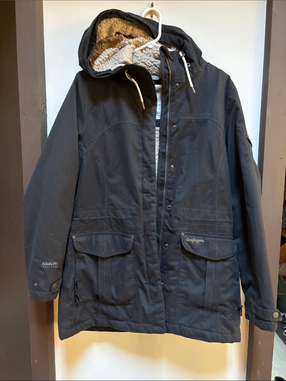 Craghoppers women’s Dark Navy Hooded coat with Sherpa Lining